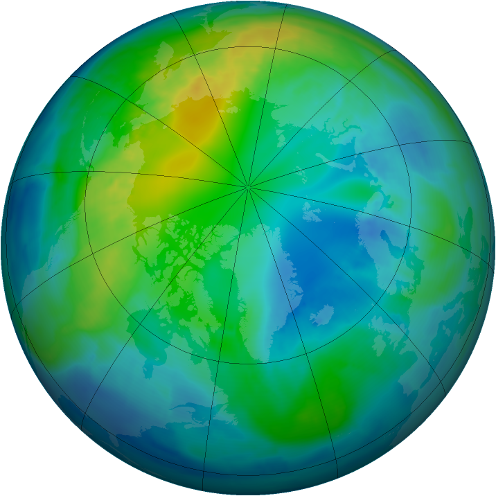 Arctic ozone map for 29 October 2009